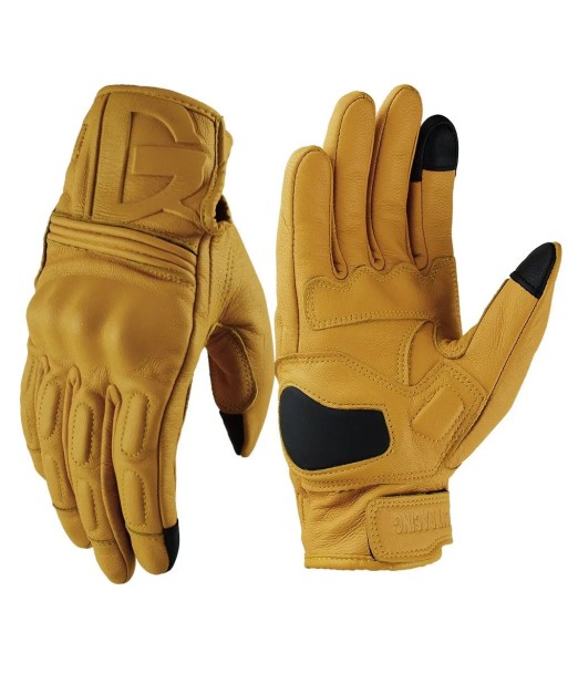 Gants moto cuir vintage brillant des détails fins