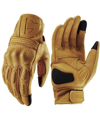 Gants moto cuir vintage brillant des détails fins