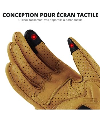 Gants moto cuir vintage brillant des détails fins