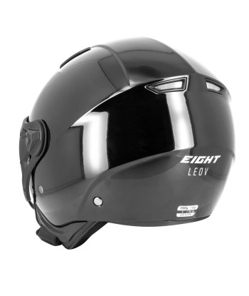 Casque jet moto aviateur - Eight Noir Brillanc de votre