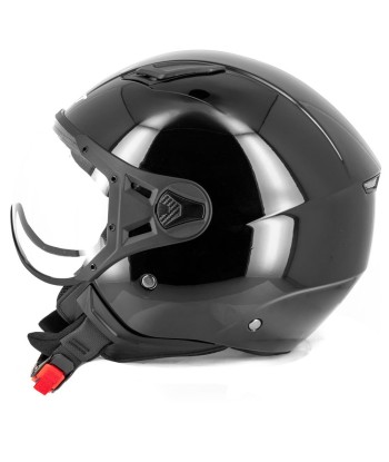 Casque jet moto aviateur - Eight Noir Brillanc de votre