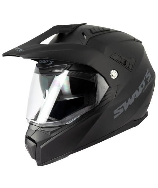 Casque moto cross/enduro + visiere -  Noir Mat pas cheres