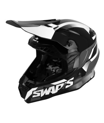 Casque moto cross Noir et Blanc -  FASTER destockage