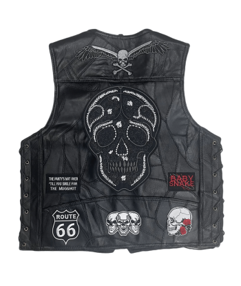 Gilet Cuir Biker Skull Calaveras le des métaux précieux