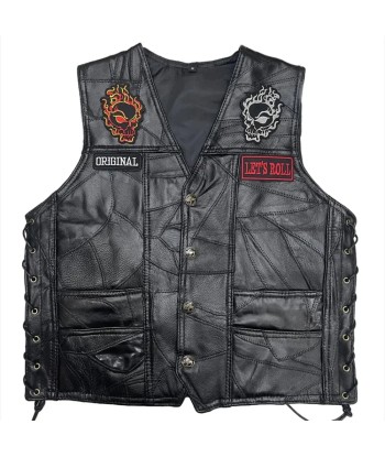 Gilet Cuir Biker Skull Calaveras le des métaux précieux