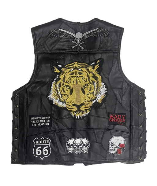 Gilet biker cuir homme -  Tiger Spirit de l' environnement