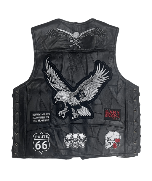 Gilet cuir moto biker -Eagle solde