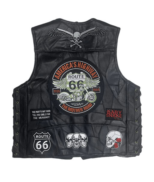 Gilet cuir homme biker - Route 66 Legend Amélioration de cerveau avec