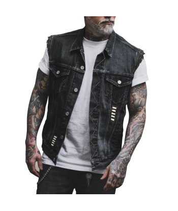 Gilet biker jeans avec patch - Crâne Ailé Café Racer ouvre sa boutique