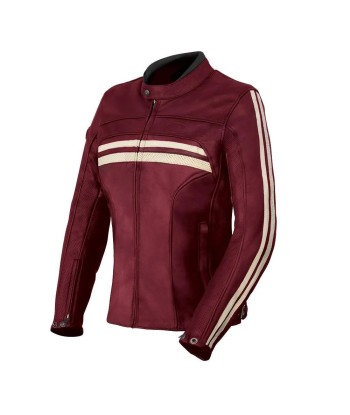 Blouson moto femme vintage | Gasoline™-Cuir Rouge plus qu'un jeu 