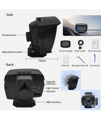 Display GPS 2-Systems+Inclinometer Smart Gauge RPM Tachymètre Odomètre Turbo/Turbine Pression offre 