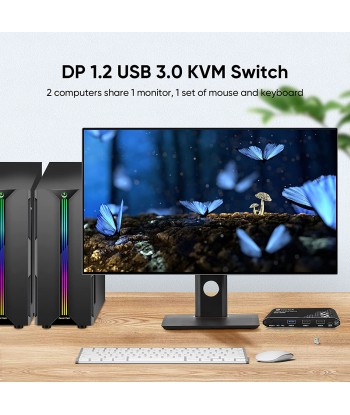 KVM Switch DisplayPort 4K60Hz Displayport Switch DP KVM 2 PC 1 Monitor Switch interrupteur JUSQU'A -70%! 