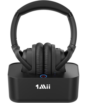 Casque Bluetooth Sans Fil TV Transmetteur Socle Chargement Autonomie 50H Longue Portée NOIR Economisez 