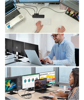 Station d'accueil USB-C Supporte Triple Affichage DisplayPort HDMI Ethernet USB 3.0 SD/TF Les magasins à Paris et en Île-de-France