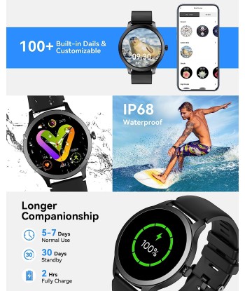 Montre Connectée Bluetooth Ecran 1,32 Pouces Montre Intelligente Etanche IP68 Mode Sportif ROSE de la marque