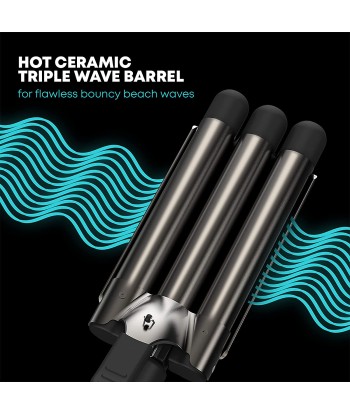 FER À ONDULER Beach Wave 3 Têtes Cylindres Céramique Infusés d’Huiles Cheveux Brillants hantent personnes