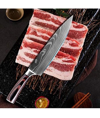 Ensemble Couteau de Cuisine Professionnel Japonais Damas Lame Acier Carbone Inoxydable Vous souhaitez 