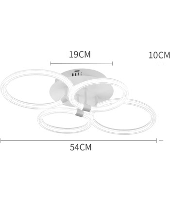 Plafonnier LED Moderne 4 Cercles 60W Blanc Froid 4600K Plafonnier Contemporain BLANC 2024