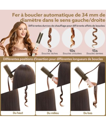 Fer à Boucler Boucleur Cheveux Automatique Ion Négatif Température Réglable 180°- 230°C BLANC l'achat 