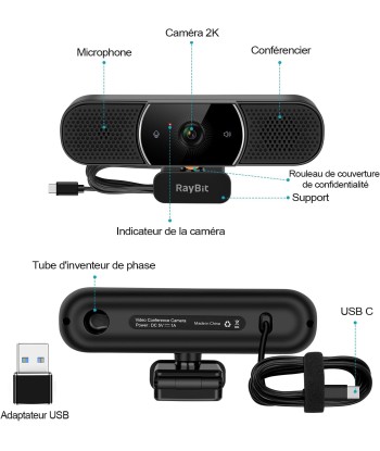 Webcam 2K HD Microphone Haut-Parleur Angle de Vue 94° Autofocus NOIR de l' environnement