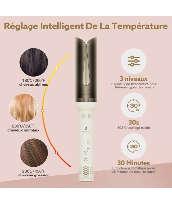 Fer à Boucler Boucleur Cheveux Automatique Ion Négatif Température Réglable 180°- 230°C BLANC l'achat 