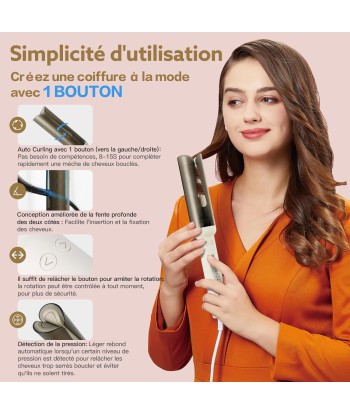 Fer à Boucler Boucleur Cheveux Automatique Ion Négatif Température Réglable 180°- 230°C BLANC l'achat 