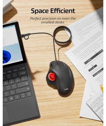 Souris Trackball Filaire Design Ergonomique Contrôle Simple du Pouce Suivi Précis et Fluide NOIR/ROUGE livraison gratuite