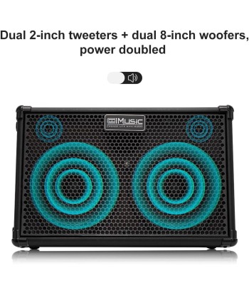 Amplificateur 2x60W Guitare Acoustique Haut-parleur Bluetooth Portable Effet Reverb Chorus Delay 7 Entrées français