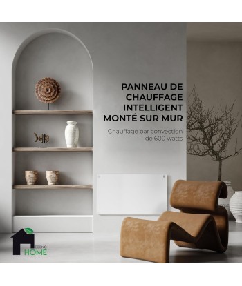 Chauffage Mural Intelligent Panneau Électrique à Convection Réflecteur Chaleur Efficacité Énergétique Faible Conso Peignable Thermostat App 1x92x60cm BLANC en stock