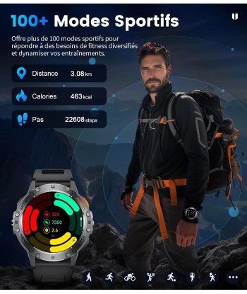 Montre Connectée Bluetooth Ecran 1,43 Pouces Montre Intelligente Etanche IP67 Sportif Bracelet Silicone NOIR Paris Déstockage Promo