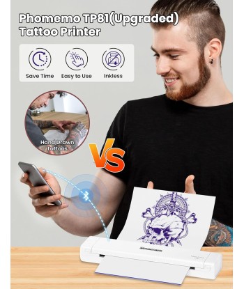 Imprimante Thermique Portable Sans Encre 300 DPI Bluetooth Sans Fil Thermocopieur Tatouage Compatible Android et iOS BLANC shop