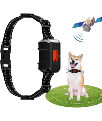 Collier Chien Clôture Anti-Fugue Sans Fil GPS Extérieur IPX7 Étanche Système Complet Amplification Signal GPS Intelligente Rayon Jusqu'à 1000m de pas cher