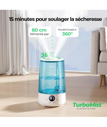 Humidificateur Air 3.6L Cool Mist Top-Fill 19dB Silencieux Plusieurs Modes 7 Couleurs Autonomie 34h de votre