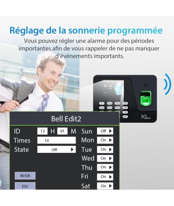Pointeuse Horaire Biométrique Empreintes Digitales Calcul Automatique Français plus qu'un jeu 
