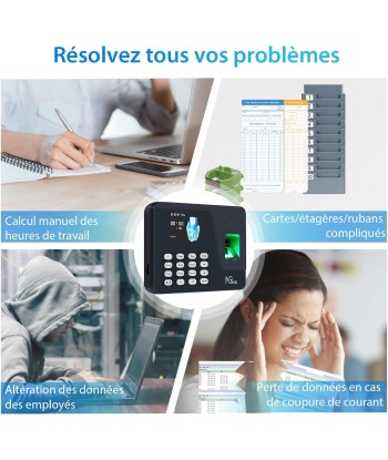 Pointeuse Horaire Biométrique Empreintes Digitales Calcul Automatique Français plus qu'un jeu 