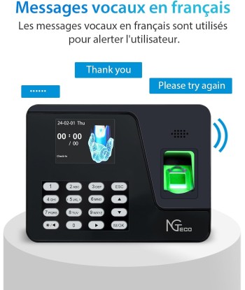 Pointeuse Horaire Biométrique Empreintes Digitales Calcul Automatique Français plus qu'un jeu 