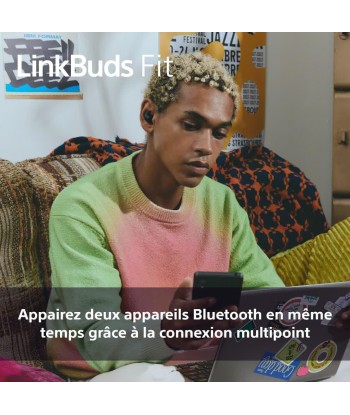 Sony LinkBuds Fit - Ecouteurs Bluetooth sans Fil à réduction de Bruit - Confortables, IPX4, Hi-Res Audio, Mode Ambient Sound, 21h d'autonomie, Connexion multipoint, iOS et Android - Noir Faites des économies