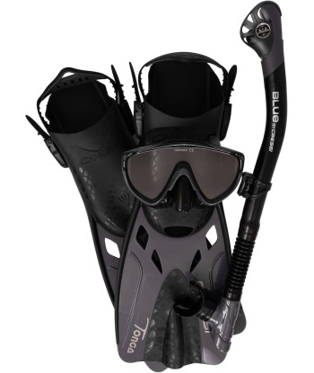 Set Cressi Tino Adventure Set Snorkeling Kit Mixte Palme Masque Tuba Taille L-XL NOIR Pour