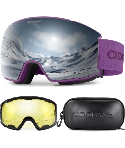 Masque de Ski Lunette Unisexe Verre Magnétique Interchangeable Protection UV Anti Brouillard Compatible avec Casque BLANC VIOLET Découvrez la collection