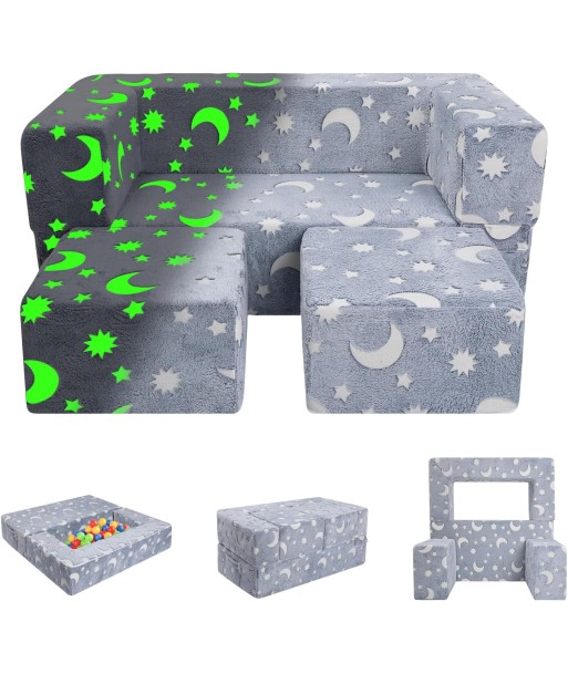 Canapé Enfant Convertible 2 Places Lit Fauteuil Enfant 3en1 Modulaire Phosphorescent Voir les baskets