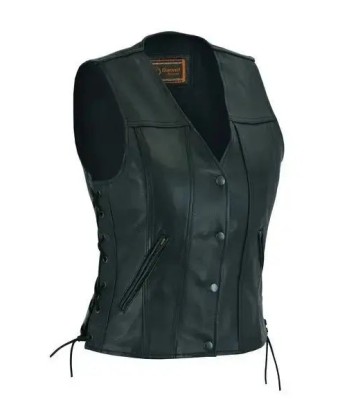 Gilet en cuir biker sans manche pour femme les ctes