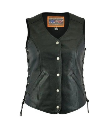 Gilet en cuir biker sans manche pour femme les ctes