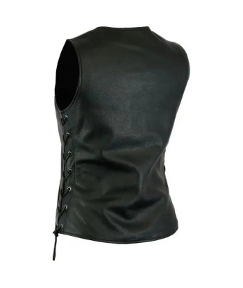 Gilet en cuir biker sans manche pour femme les ctes