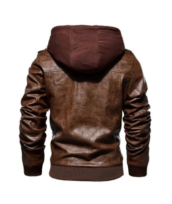 Veste cuir biker a capuche en ligne