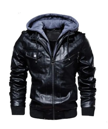 Veste cuir biker a capuche en ligne