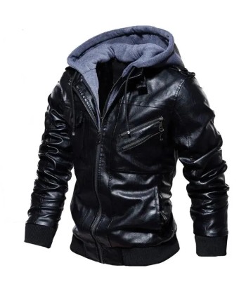 Veste cuir biker a capuche en ligne