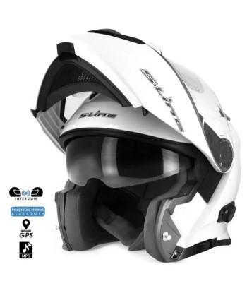 Casque moto bluetooth -  Blanc Livraison rapide