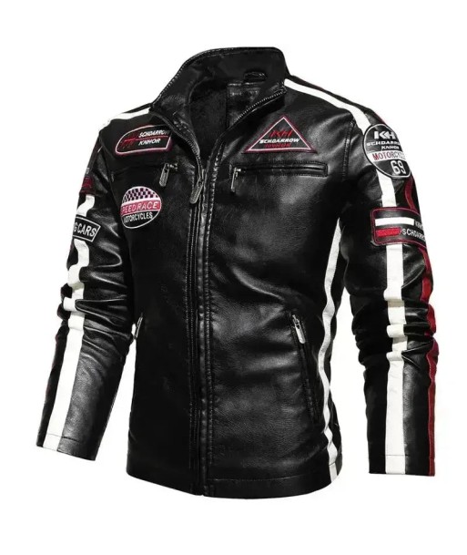 Veste cuir biker vintage - Speed RACE Noir commande en ligne