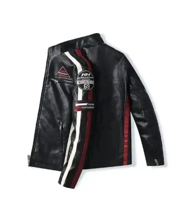 Veste cuir biker vintage - Speed RACE Noir commande en ligne