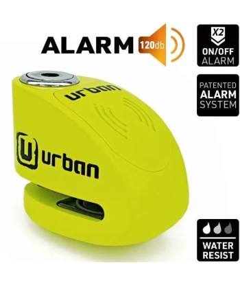 Bloque Disque Moto avec Alarme - Urban 6 mm Jaune Fluo Economisez 